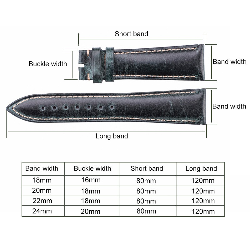 Oil Wax Genuine Leather Watchband Women Men Cowhide Watch Strap Band 18mm 20mm 22mm 24mm Watch Watch Bracelet Metal Clasp