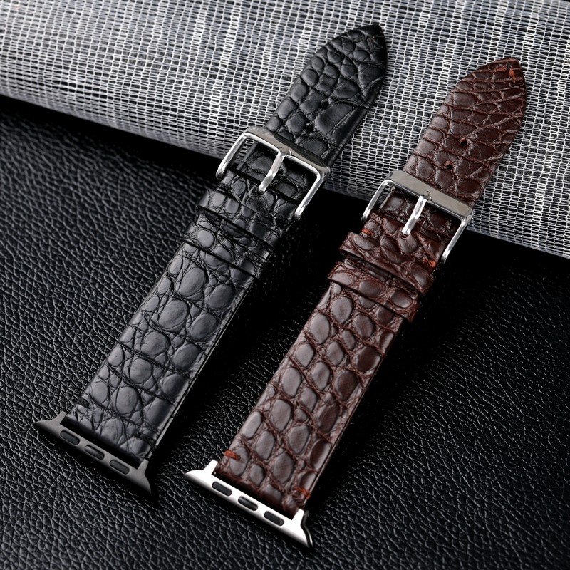 Suitable For Apple Watch Leather Strap iWatch 6/5 strap Crazy Horse brown pattern iwatch 7/SE strap ultra-thin crocodile leather