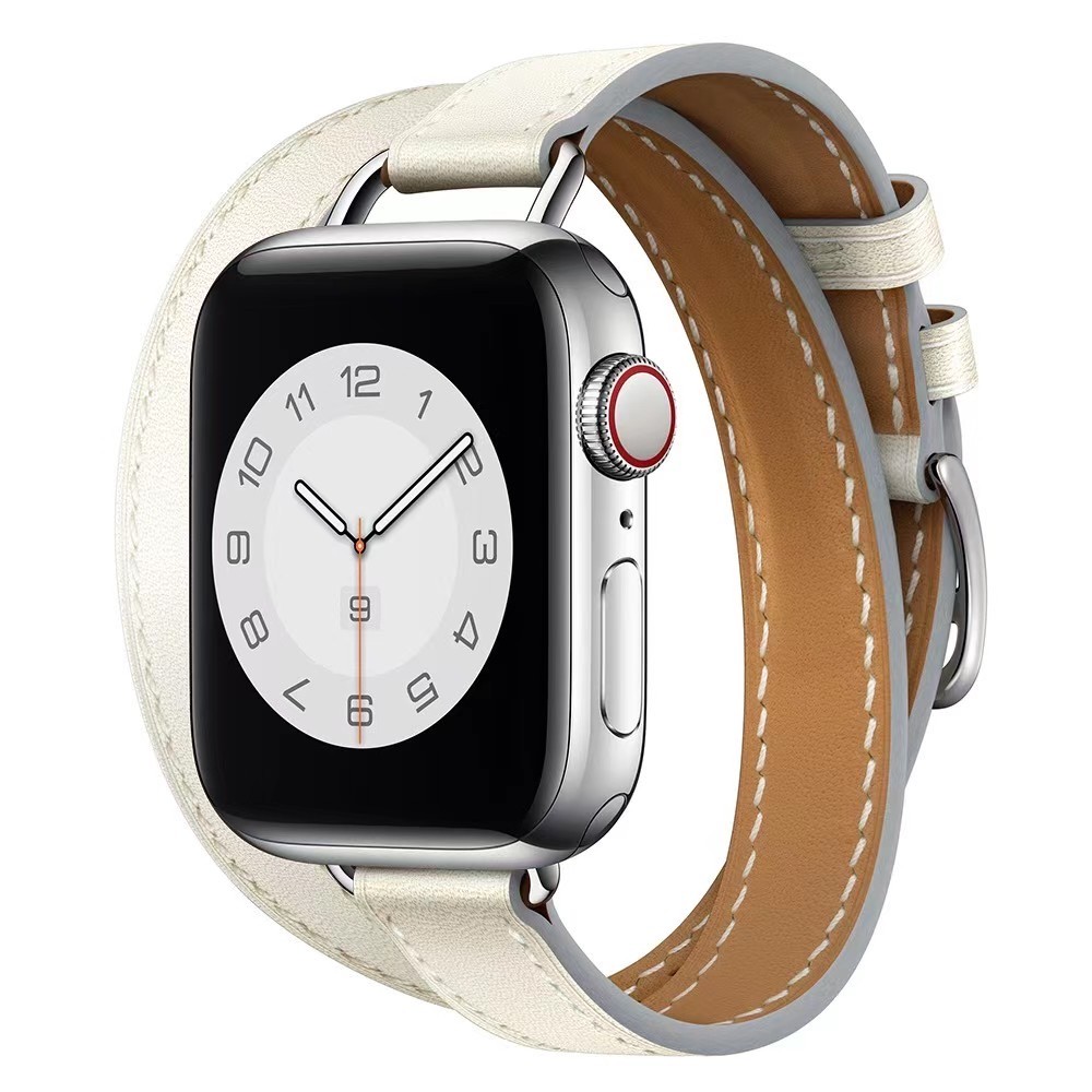 Leather Strap for Apple Watch 6 5 4 SE Band 44mm 40mm Double Ring Replacement Bracelet Strap for iwatch Series 3 2 1 42mm 38mm