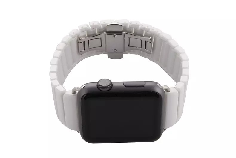 URVOI Link Bracelet for Apple Watch 7 6 SE 5 4 3 2 1 Band Space Ceramic Strap for iWatch 40 41 44 45mm Color White Black