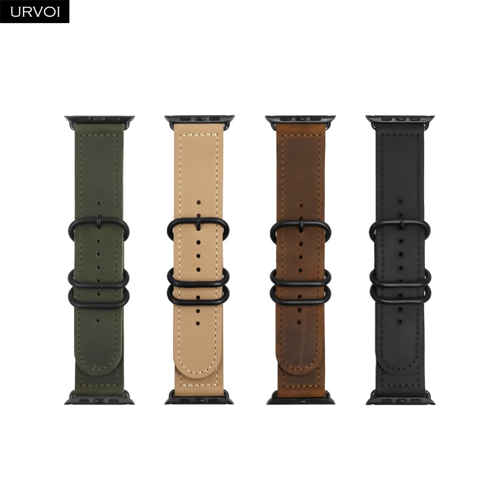 URVOI Band for Apple Watch Series 7 6 SE 5 4 3 2 Strap for iwatch Classic Buckle Wrist Band Handmade Retro Leather Band 40 44mm