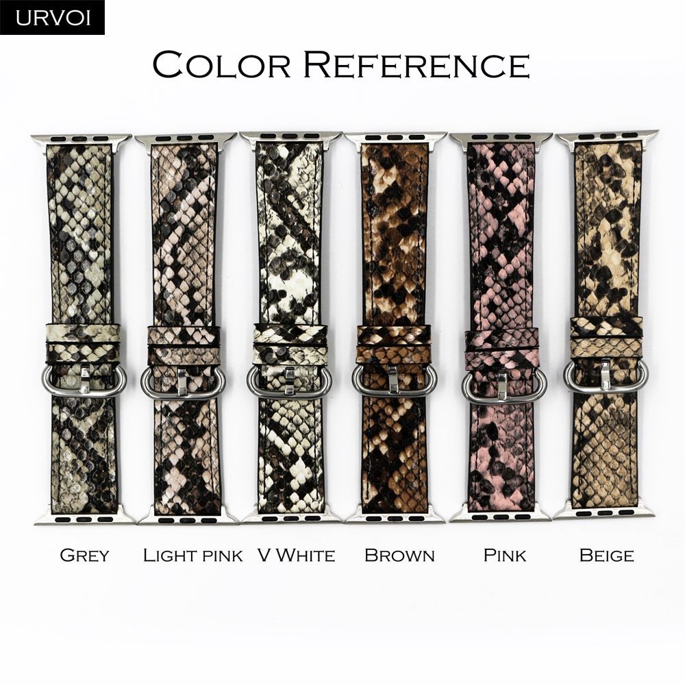 URVOI Leather Strap for Apple Watch Series 7 6 SE 5 4 3 2 1 Strap for iwatch band 41 45mm Microfiber with Python Modern Design