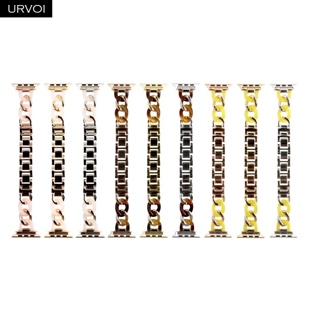 URVOI Cow Boy Series Band for Apple Watch 7 6 SE 5 4 3 2 1 Stainless Steel Resin Strap for iwatch Strap Link Bracelet Modern Style