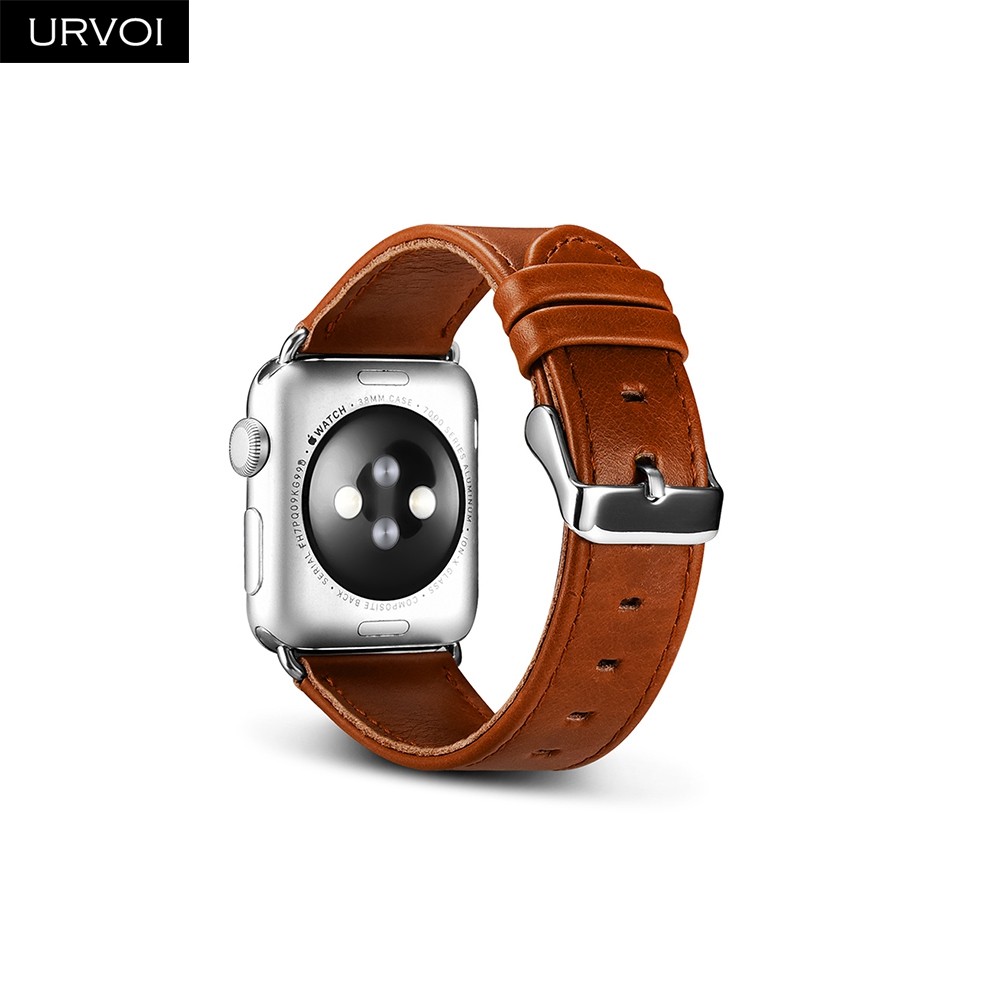 URVOI Strap for Apple Watch Series 7 6 SE 5 4 3 41 45mm Genuine Swift Leather Loop for iWatch Wristwatches Classic Pin Buckle Handmade