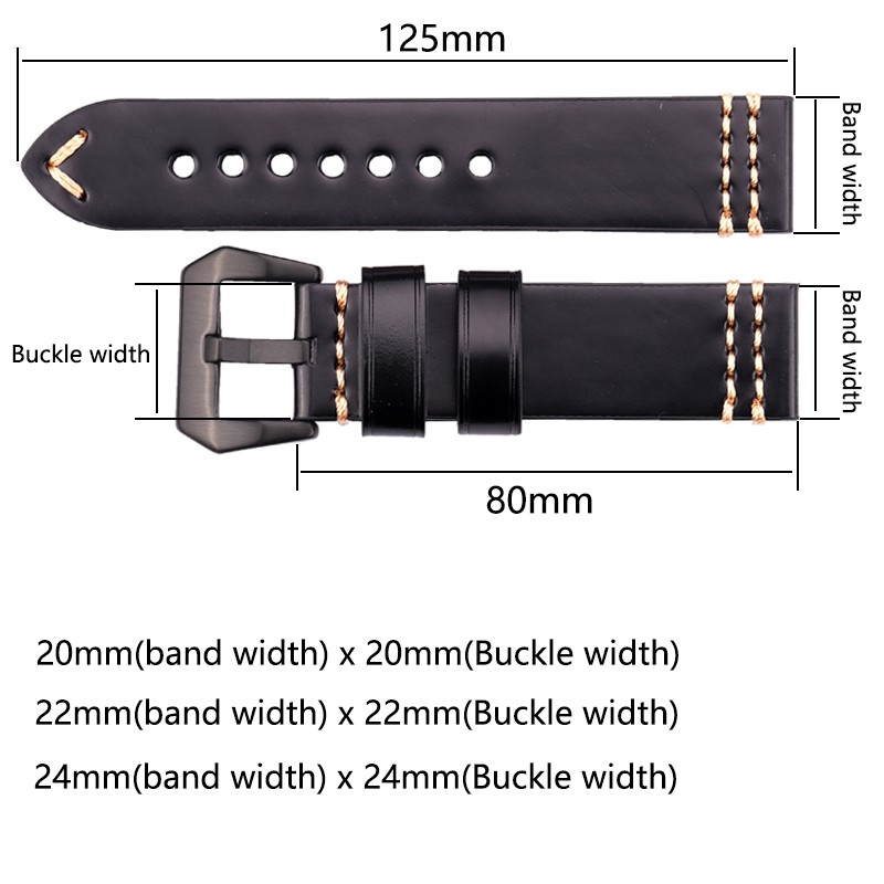 Handmade Watch Band Genuine Leather Watchband 20mm 22mm 24mm Brown Blue Yellow Women Men Cowhide Leather Strap Bracelet Accessories