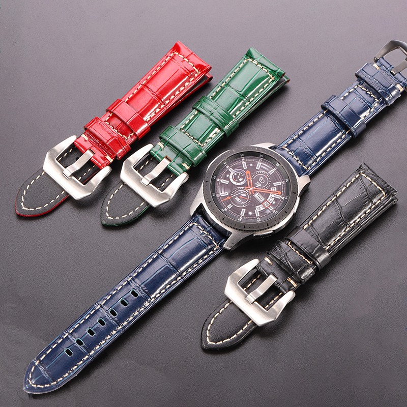 Gennuine Leather Watch Band 5 Colors Crocodile Pattern Women Men 20mm 22mm 24mm Strap With Silver Black Steel Buckle Watchband