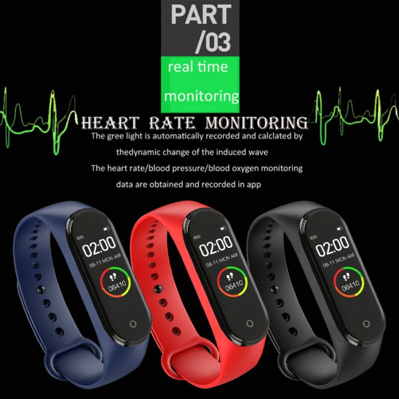 M4 Smart Digital Watch Bracelet for Men and Women with Heart Rate Monitor Running Pedometer Calorie Counter Health Sports Tracker