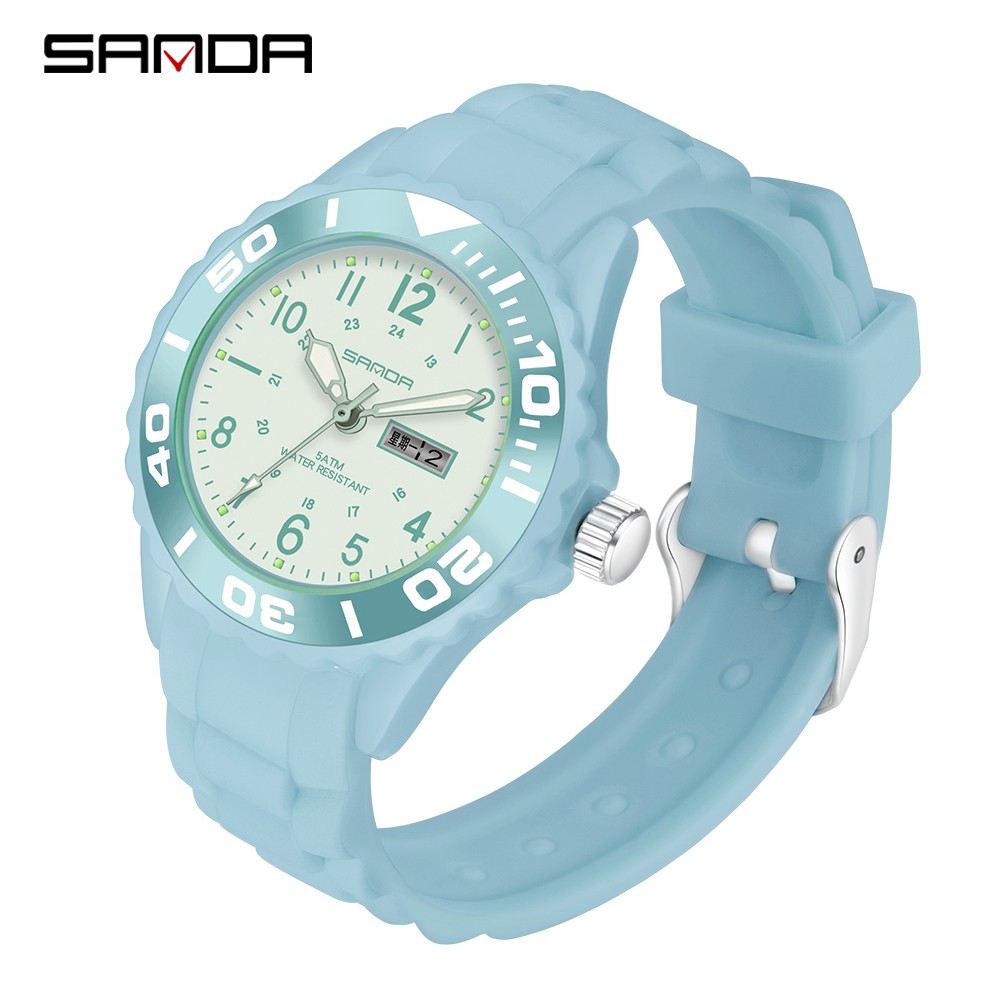 SANDA Fashion Casual Women's Watch Silicone Waterproof Quartz Women Watches Female Gift for Women Watch Relogio Feminino P1053