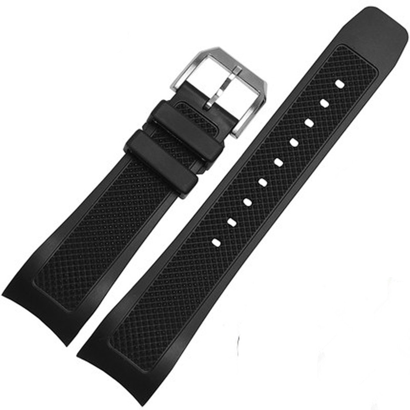 Curved End 22mm Black Soft Silicone Rubber Watchband For IWC Portugal Yacht Club Chronograph IW390502 IW390209