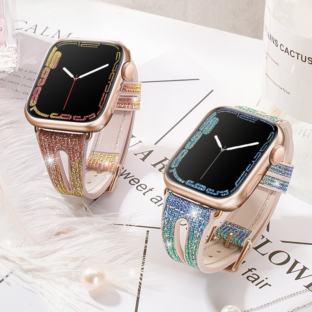 Color Changes Shiny Gel Bracelet for Apple Watch Band 41 45mm 38 42mm 40 44mm Women Bling Silicone Strap for iwatch 7 6 5 4 3