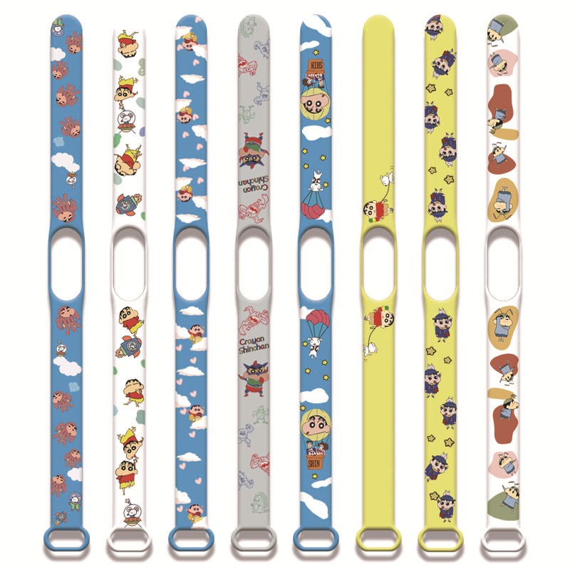 Chalk Shin Chan Strap For Xiaomi Mi Band Watch Band Graffiti Silicone Bracelet Replacement For Xiaomi Band 4 3 5 6 Wristband