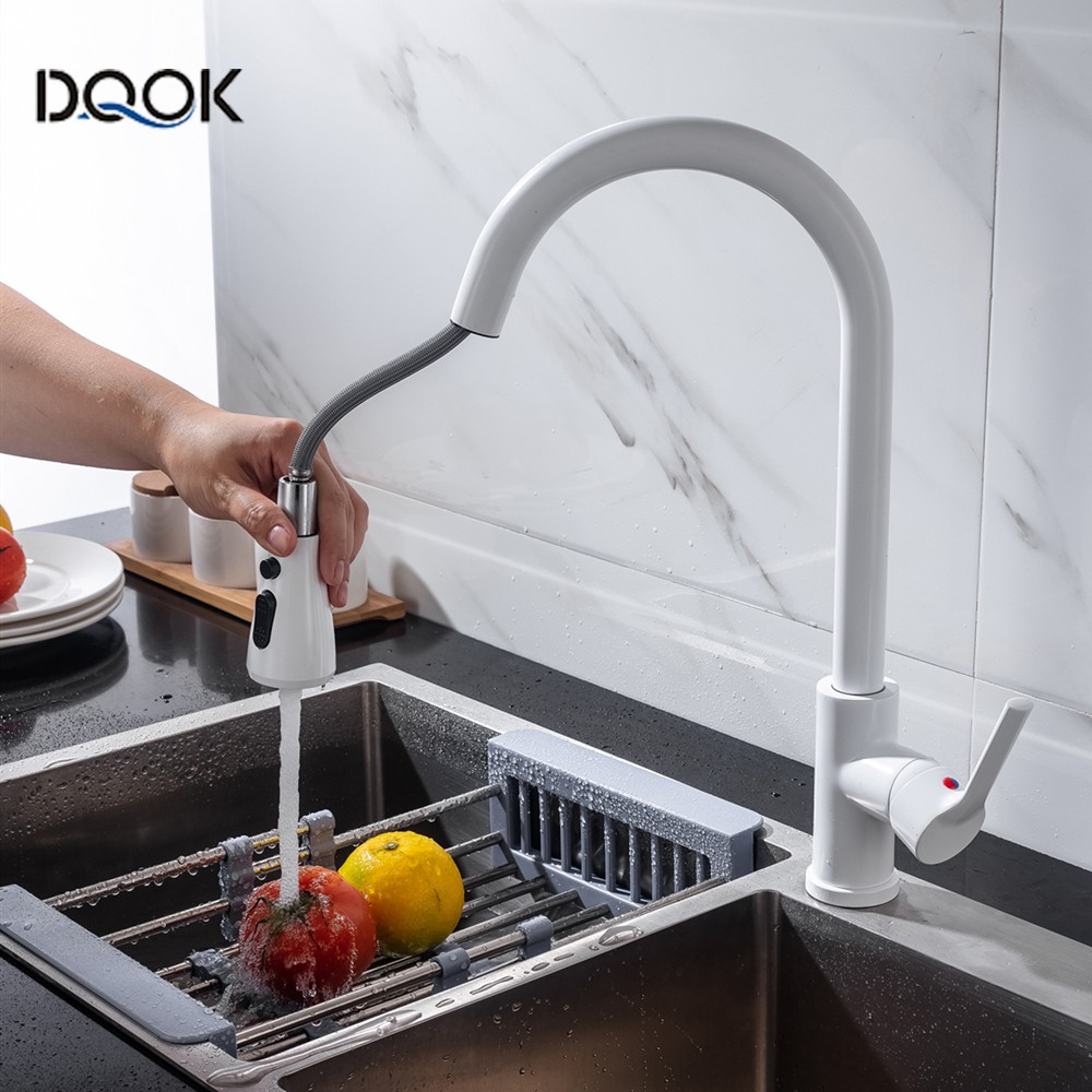 Blacked Kitchen Faucet Single Handle Pull Down White Kitchen Tap Single Hole Brushed Nickel Water Faucets Mixer Tap