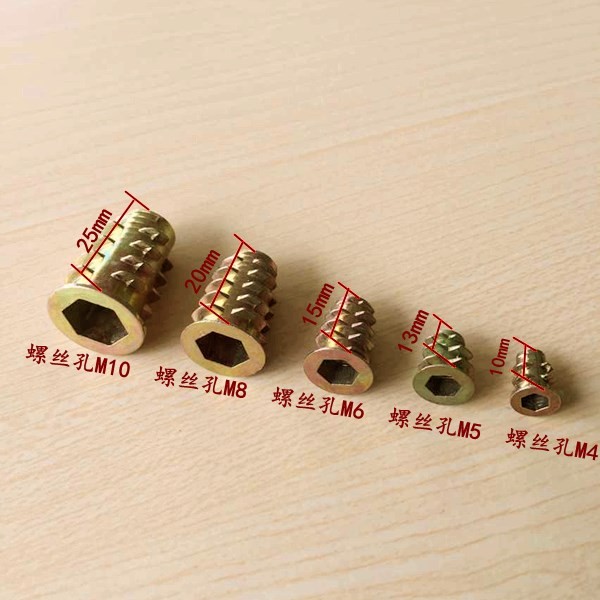 20pcs M4 M5 M6 M8 M10 Zinc Alloy Thread for Wood Insert Nut Flange Hex Drive Head Furniture Nuts