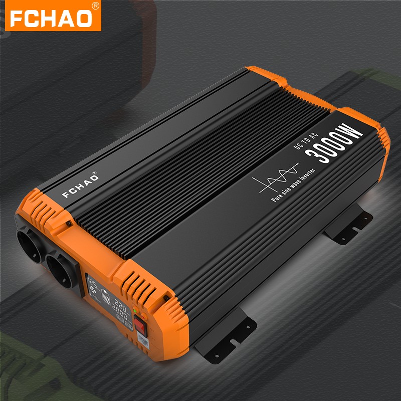 FCHAO 6000W Pure Sine Wave Inverter 12V 24V to 220V 110V Power Converter LCD Display Voltage Converter Car Accessories UPS