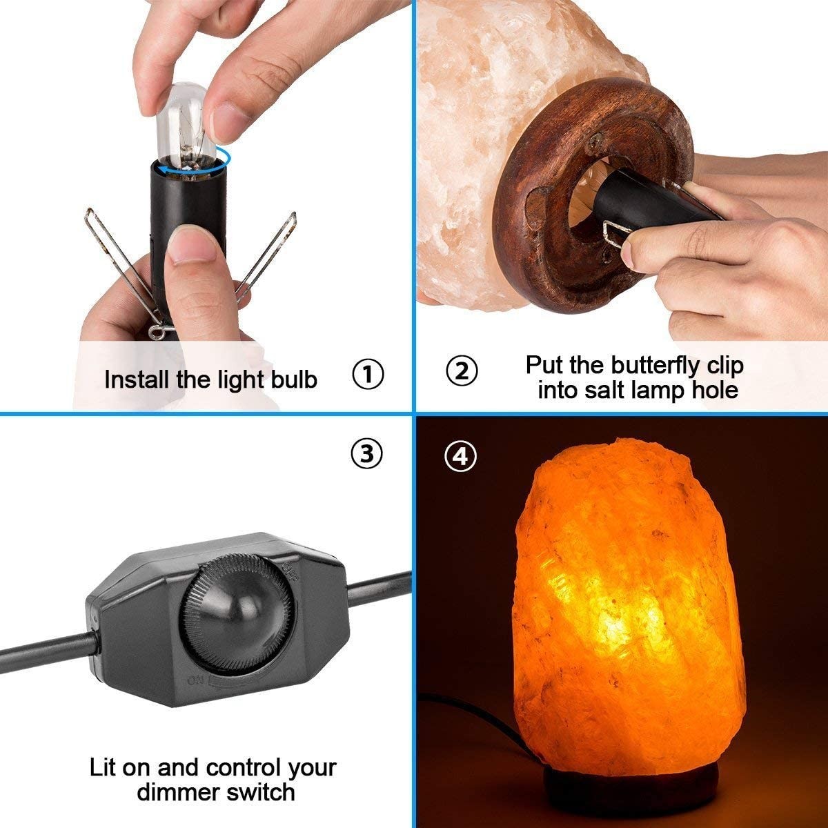 Himalayan Salt Lamp Cord With Dimmer Switch E14 Lamp Base Hanglamp Light Bulb Holder Socket EU Plug 1.8m Power Cord Cable Black