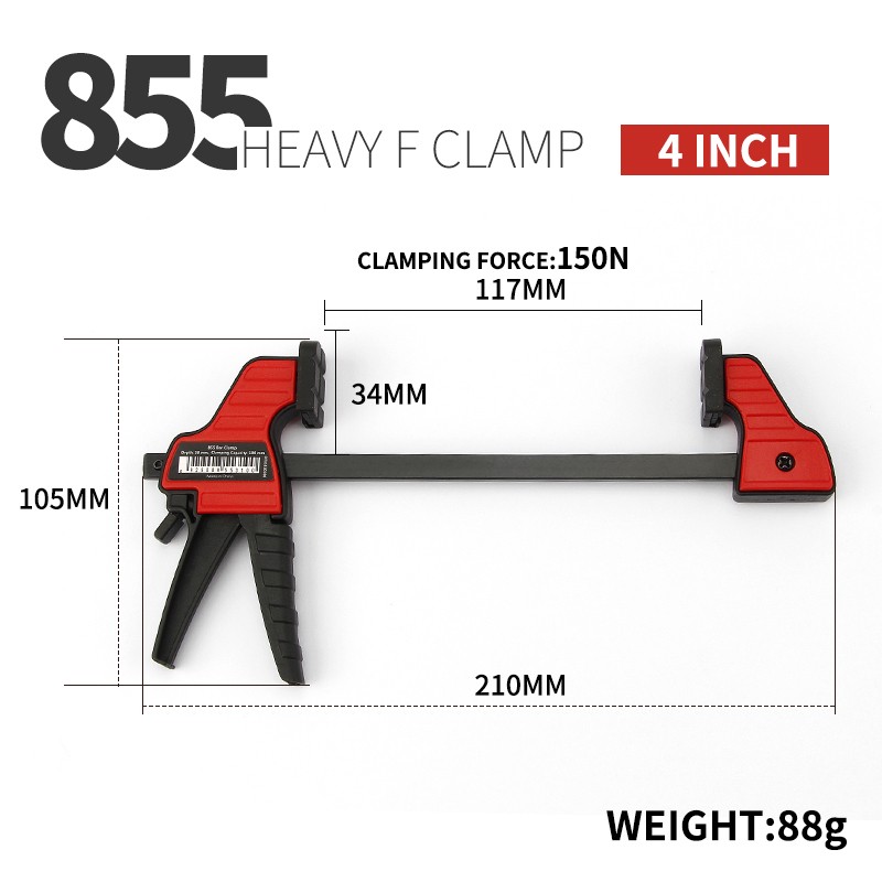 4" F Ratchet Quick Clamp, Wood Working Bar, Woodworking Clamp Kit, Reverse Lock, 30 x 100mm