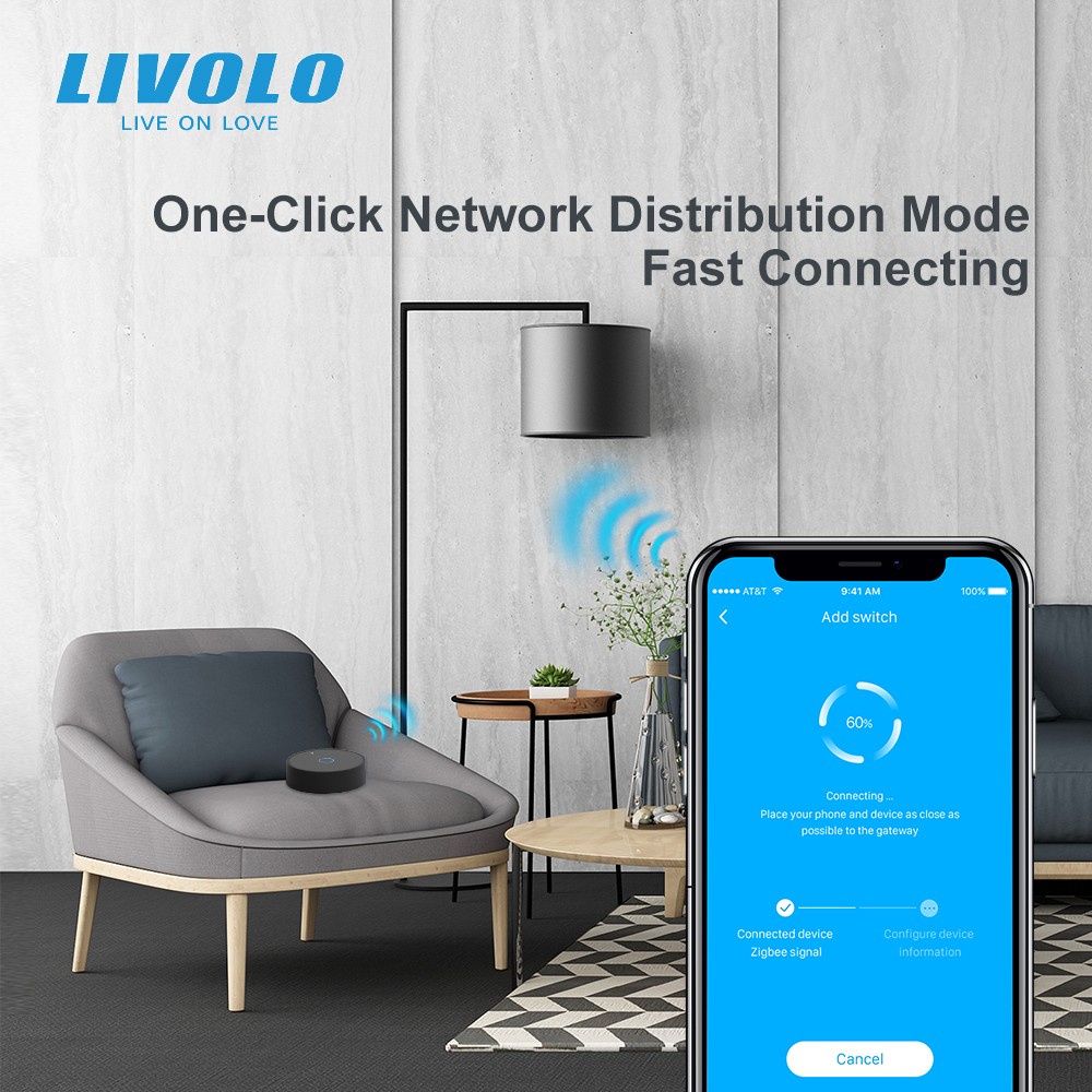 Livolo 2.0 Smart Version Movable ZigBee Gateway, Smart Hub by APP, Google Home, Alexa, Echo, Work with Livolo ZigBee Products