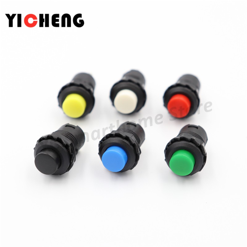 6pcs Self-locking/Momentary Push Button Switch DS228 DS428 12mm Out On Push Button Switch 3A/125VAC 1.5A/250VAC DS-228 DS-428