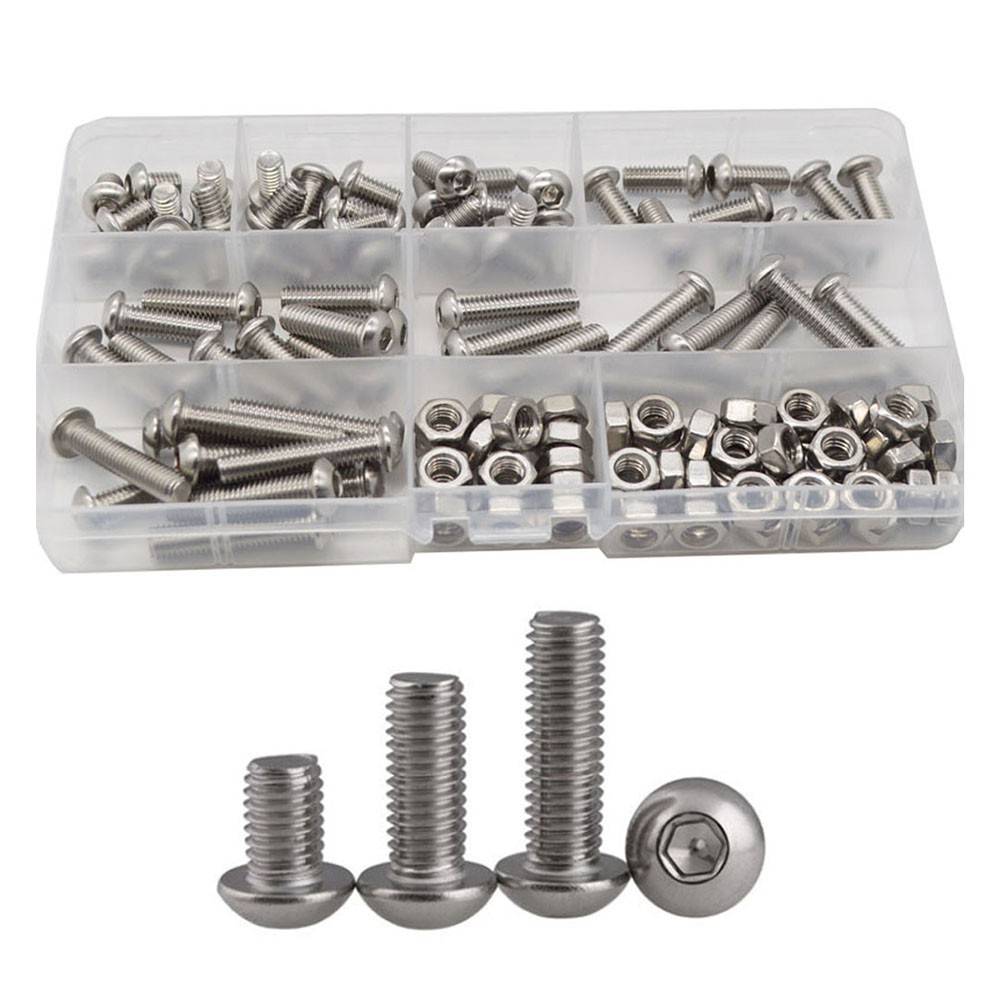 Hex Button Socket Head Cap Screw Nut Hexagon Metric Thread Machine Bolt Assortment Set 304 Stainless Steel M2 M3 M4 M5 M6