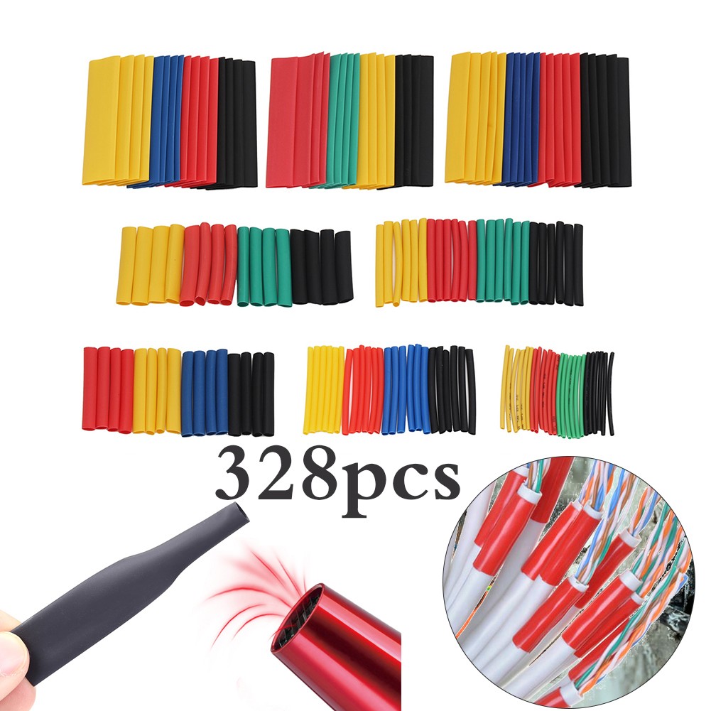 328pcs heat pipe thermal shrink wrap set, termortractil shrinkable tubes assorted wire cable insulation sleeving