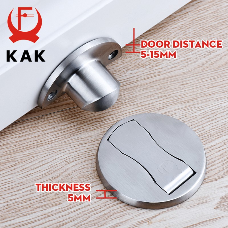 KAK-Magnetic Door Stop, 304 Stainless Steel Door Stop, Hidden Door Holders, Floor Screwless Door Stop Furniture Hardware