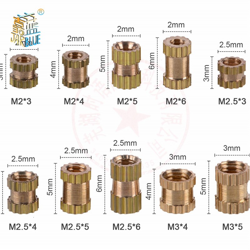 200/500pcs M2*L-3.5 M2.5*L-3.5 M3*L-4.2(OD) Injection Nut Brass Insert Knurling Nuts Knurling Kit for Electric