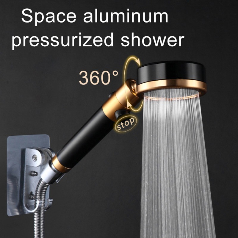 New Aluminum Handheld Bathroom Shower Head 360 Degree High Pressure Water Saving Massage Shower Head Nozzle Rain Covering Massage