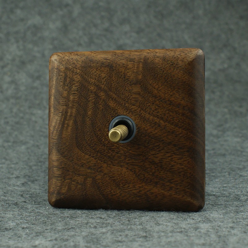 Avoir Black Walnut Solid Wood Wall Light Switches With LED Indicator Toggle Switch 1 2 3 4 Gang 2 Way EU French Electrical Socket