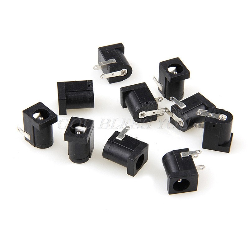 10pcs PCB Base 5.5 x 2.1mm Female DC Power Jack Plug Black Socket Connector Drop Shipping