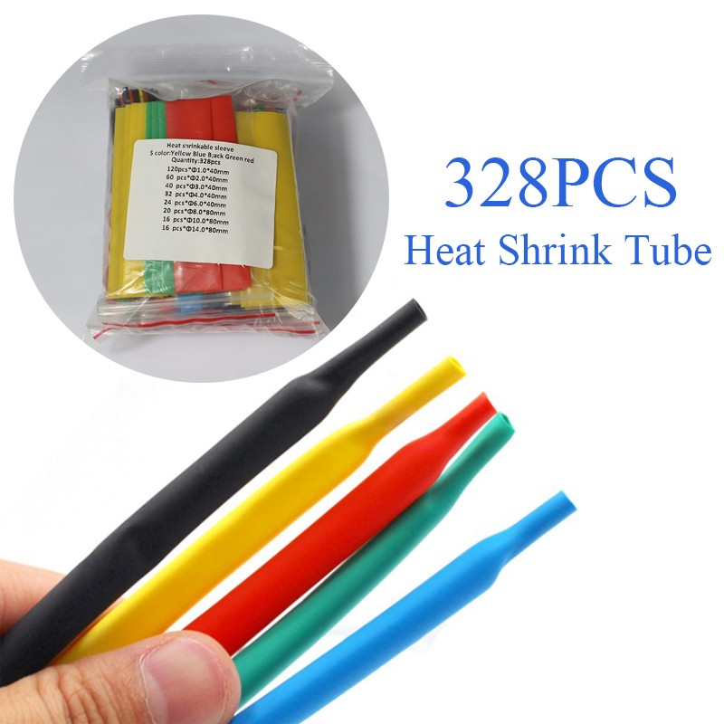 328pcs/set Heat Shrink Tube Kit Assorted Shrink Wrap Sleeves Tubing Wire Cable Protector Heat Shrinkable Sheath 8 Sizes