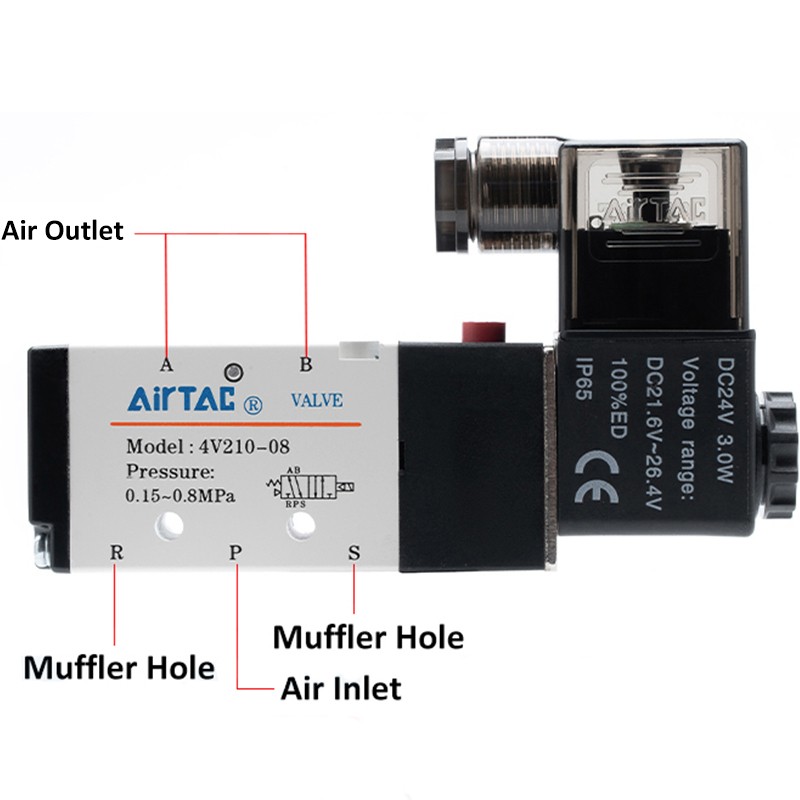 4v210-08 Best Quality Airtac Pneumatic Type Electric Solenoid Valve Direct Control Air Magnetic Valve 12v 24v 220v 4v210