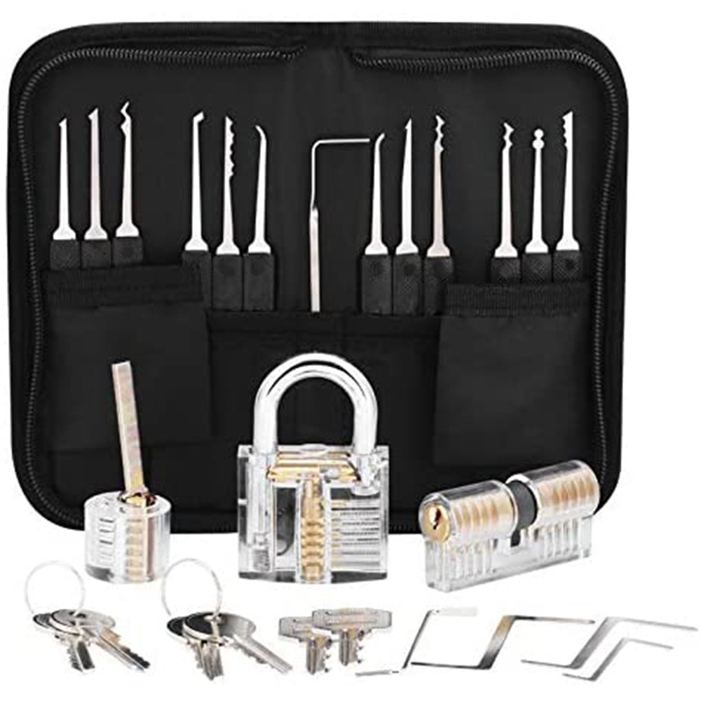 Locksmith Tools Set Clear Locking Practice Kit with Broken Wrench and Key Lock Removal Tool Kit and Padlock