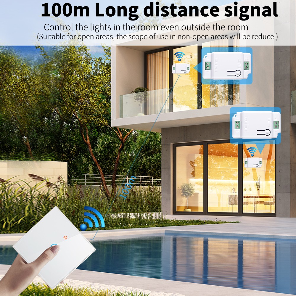 Wireless Switch with Touch Glass Panel, 1/2/3 Button, RF433Mhz, Smart Home Improvement, Wireless Remote Control, Controller, 90-240V