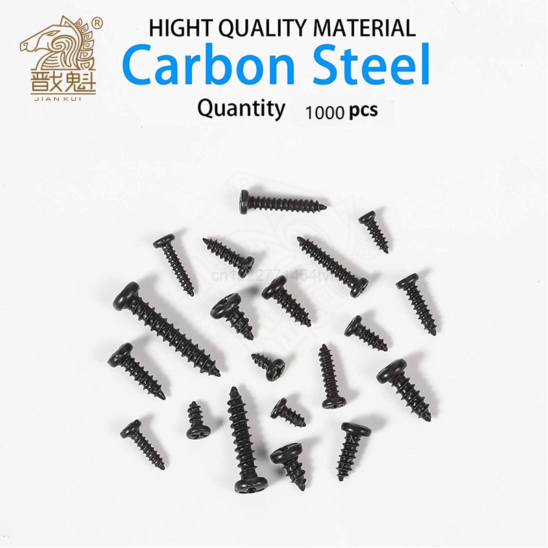 500/1000pcs/set M1 M1.2 M1.4 M1.7 Mix Pa Philips Head Micro Screws Round Head Self Tapping Electronic Small Wood Screws Kit