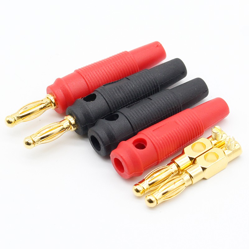 4pcs New 4mm Plugs Pure Copper Gold Plated Musical Speaker Cable Wire Pin Banana Plug Connectors