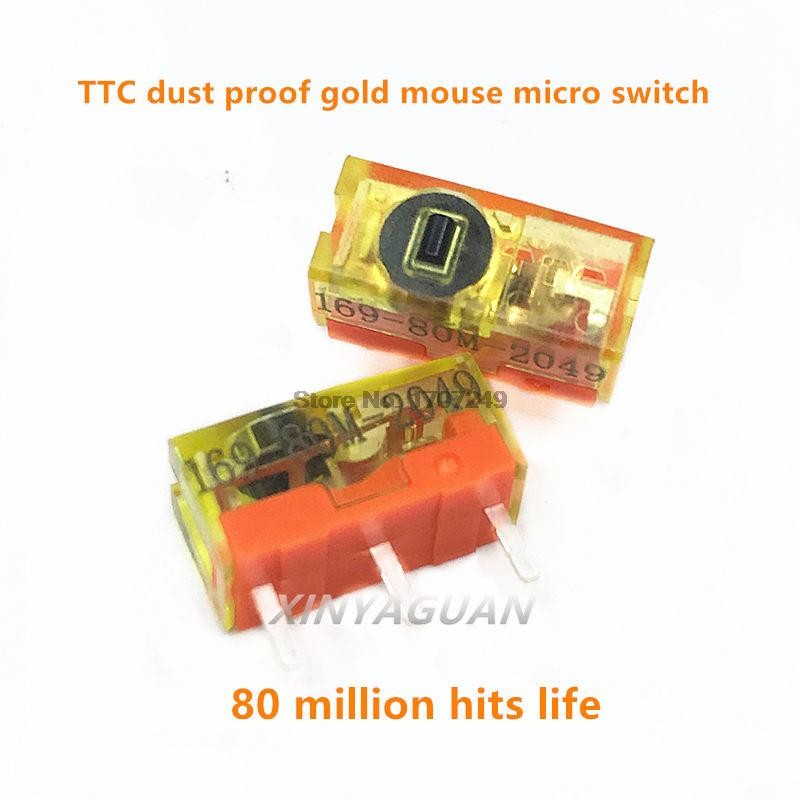 10pcs New Style Original TTC Dust Gold Chain Mouse Micro Switch 3 Pin Gold Contactor 30 60 80 Million Clicks Lifetime