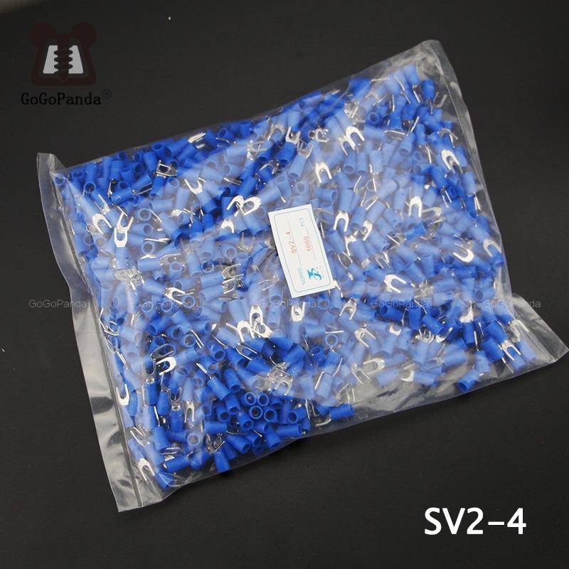 1000pcs SV 1.25 2 3.5-(3 4 5 6) Insulated Wire Terminals Electrical Lug Crimp Terminal 1.5-2.5mm-4mm 16-14 awg