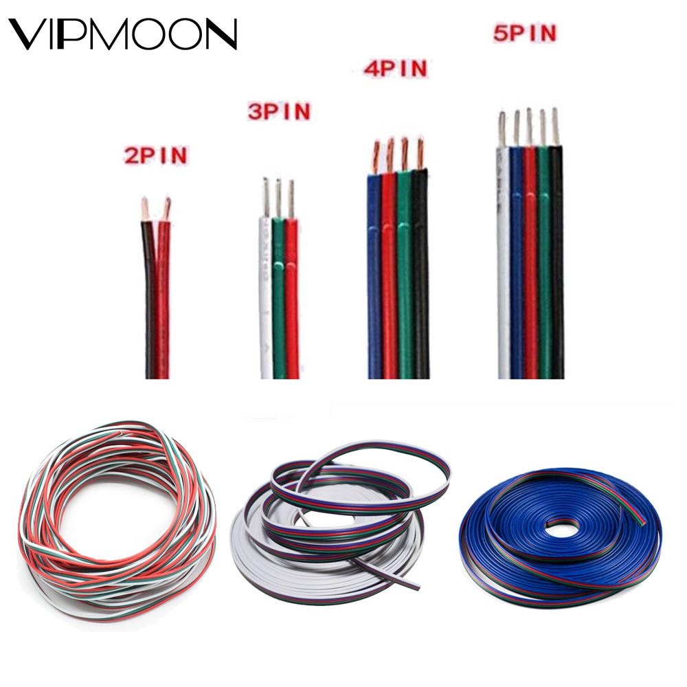 5V~24V 1~100M 2/3/ 4/5Pin 22 AWG Electrical Extension Wire Led Cable Connector For 5050 3528 5630 RGBW RGB CCT LED Strip