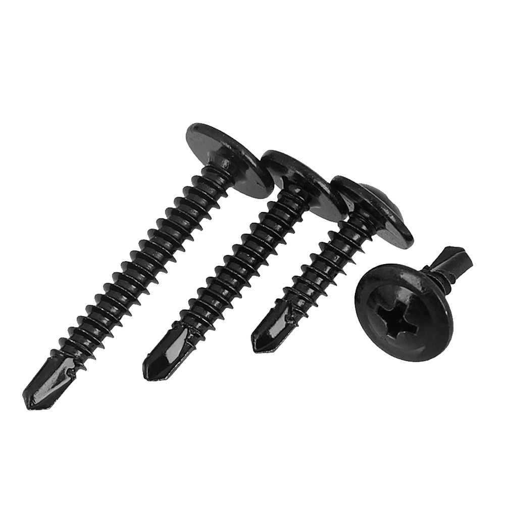 Cross Round Head Round Head Drilling Screw With Pad Self Tapping Screws With Washer Black 410 Stainless Steel M4.2 M4.8