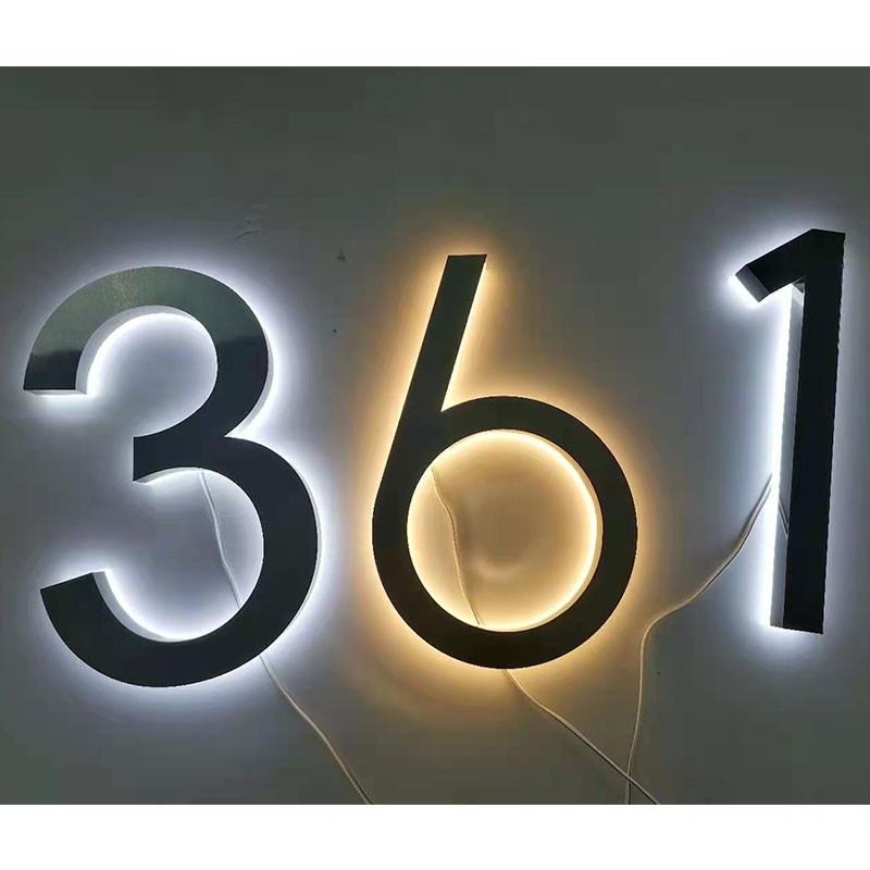 Metel 3D LED House Numbers for Crafts Outdoor Waterproof Home Hotel Door Plates Stainless Steel Address Sign