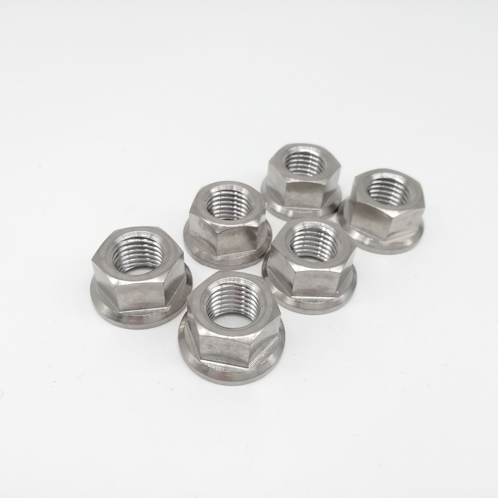 6pcs Titanium Ti M10 Pitch Sprocket Flange Nut For Honda Suzuki Yamaha Nuts M10x1.25mm