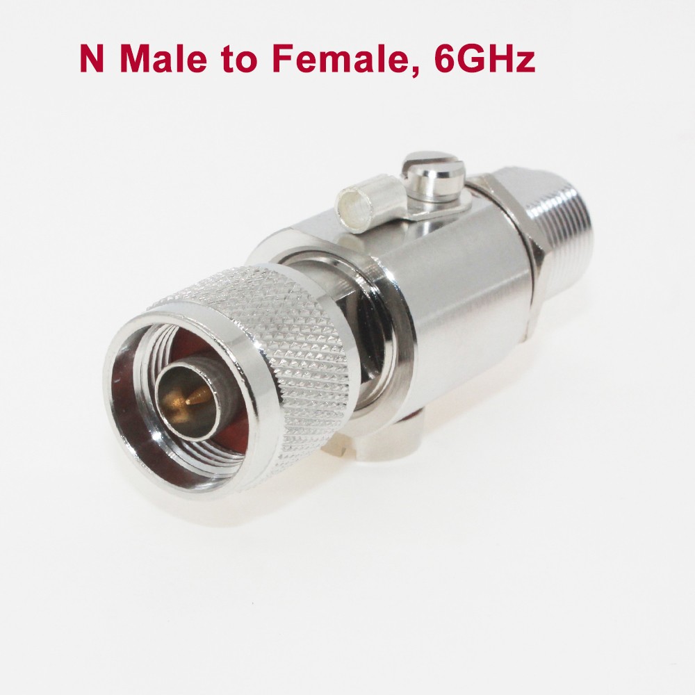 6GHZ N Male to N Female RF Coaxial Lightning Arc Surge Protector Gas Discharge Protection for HAM CB Radio WLAN WiFi 50ohm