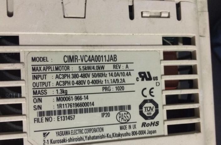 CIMR-VC4A0011JAB 5.5KW/4.0KW 380V Inverter, used in good condition. 80% New Look, Good Work, Free Shipping