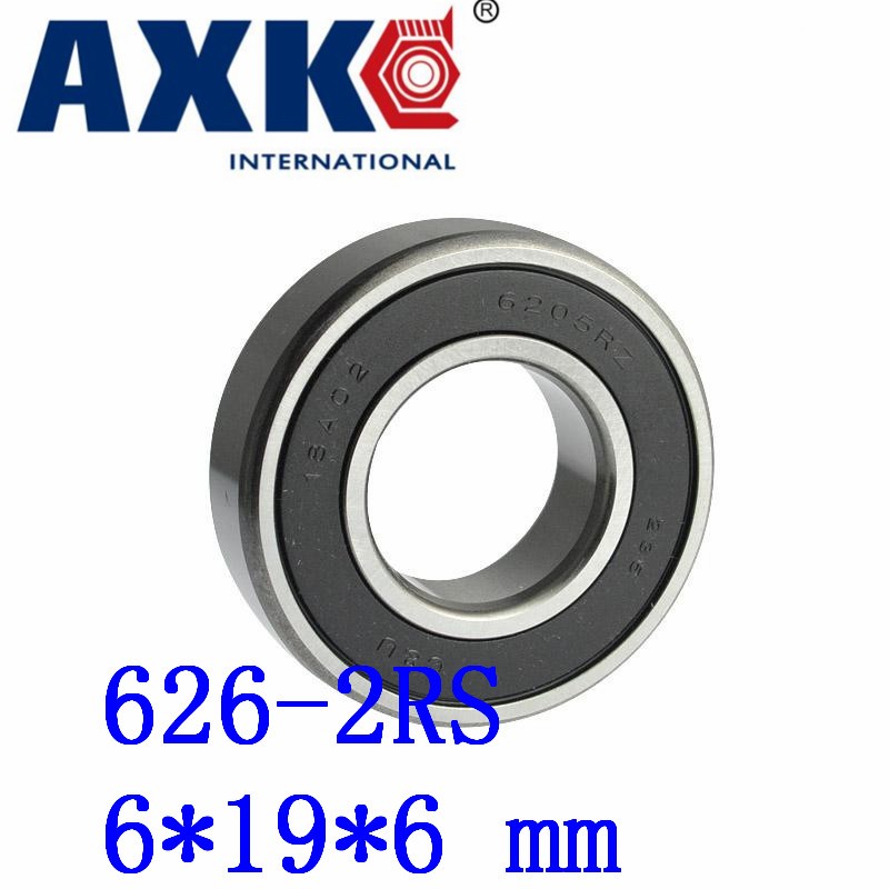 Axk 50pcs Free Shipping Double Rubber Seal Cover Deep Groove Ball Bearing 626-2rs 6*19*6 Mm