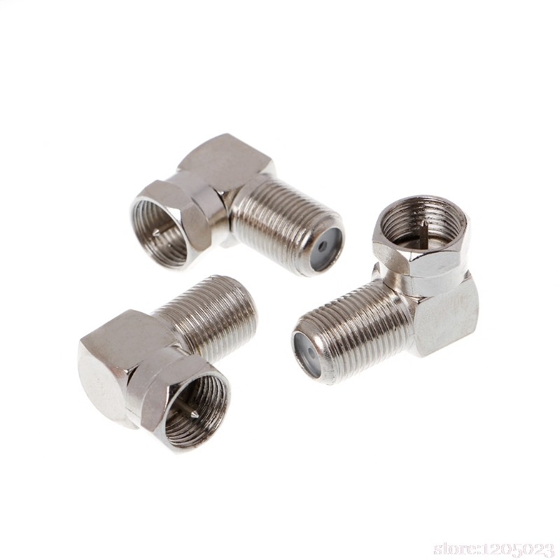 Copper F Male to F Female Socket Right Angle Adapter 90 Degree TV # RW1209 3 Pieces