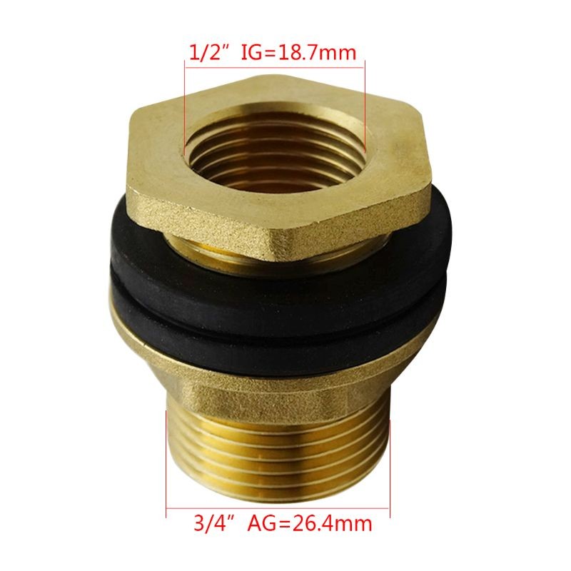 External Brass Water Tank Connector 1/2″ Inner Thread 3/4″ Water Tank