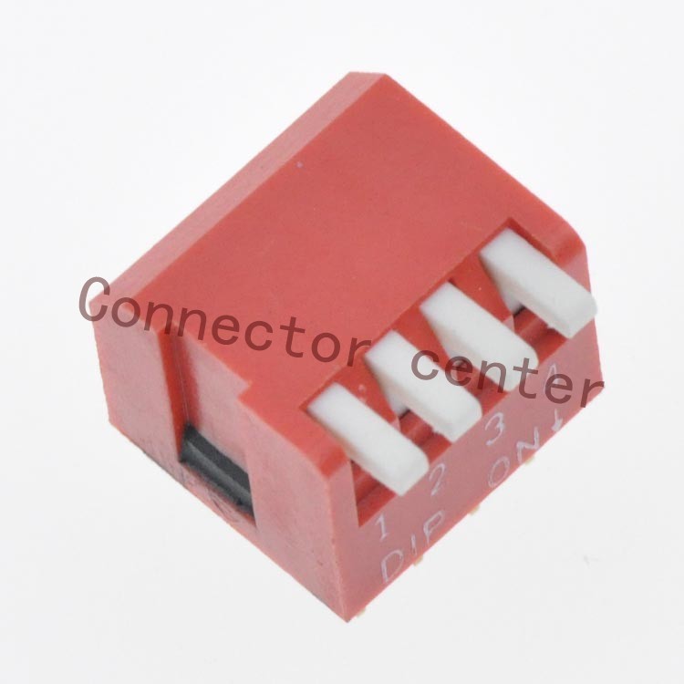 High Quality DIP Switch Piano Type Side Actuation 2.54mm Pitch Gold Plated 4 Position 8Pin Red DHL-04