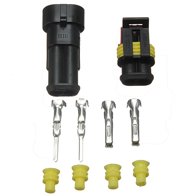 2 way connectors sealed housing terminals and inserts with silicone connector stopper and female make terminals for electrical wire