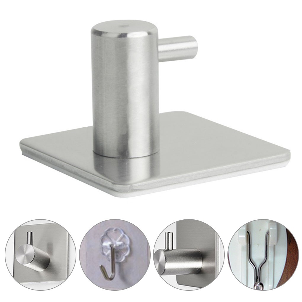 TEVR 5pcs Bathroom Hooks For Kitchen Door Wall Hanger Wall Hooks Hanger Self Adhesive Robe Towel Hook 304 Stainless Steel