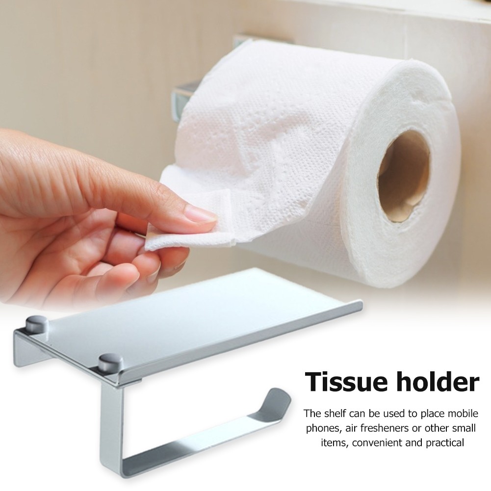 Toilet Paper Holder with Shelf for Bathroom Shelf Wall Mounted Towel Toilet Roll Holder Tissue Holder Box Bathroom Accessories